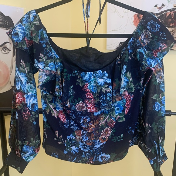 💫HP‼️💫 NWOT LPA (Revolve) Whimsical Off-Shoulder Blouse in Antique Floral, Small - Picture 7 of 7